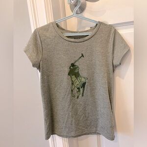 Polo Ralph Lauren Girls S 7Y big pony logo tee, girls gray sports T-shirt